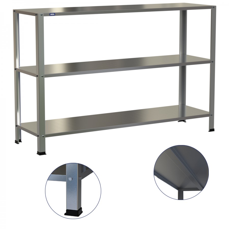 Estante Armário Prateleira Inox 3 Bandejas 400 X 1400 Aisa